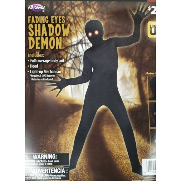 Fun World Boys M (8) Fading Eyes Shadow Demon Light Up Complete Costume - Picture 1 of 10